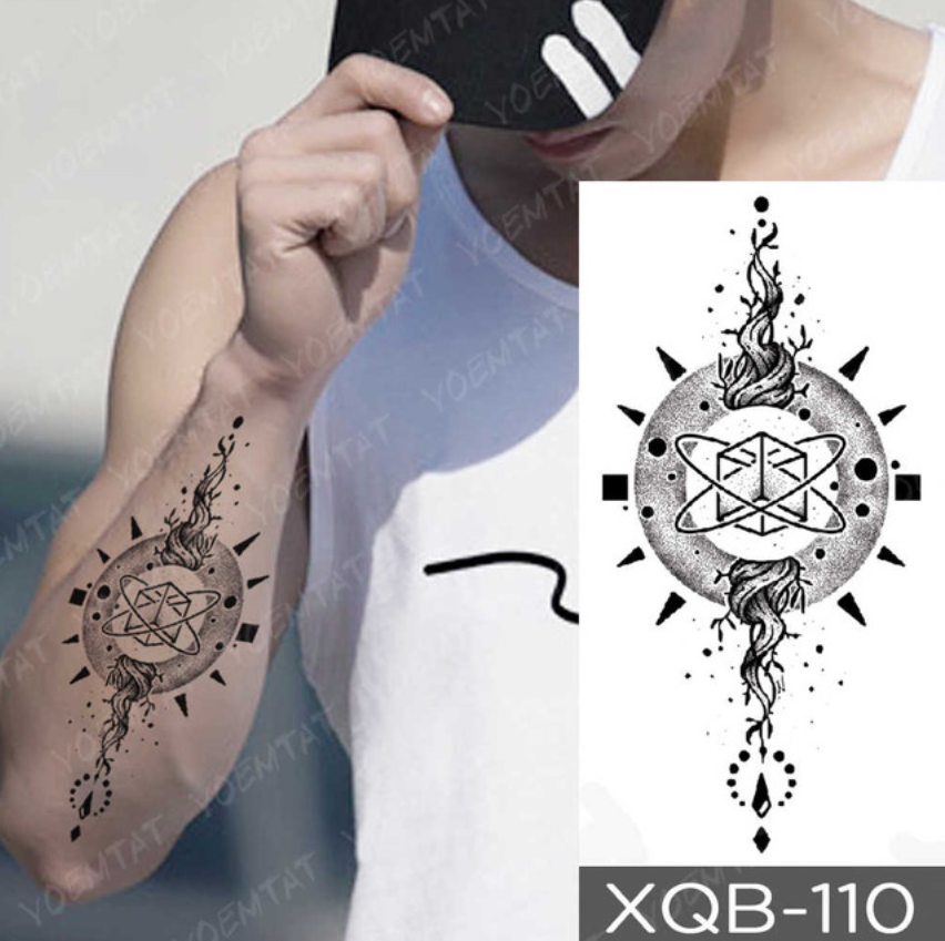 Waterproof Temporary Tattoo Sticker Forest Moon Flying Bird Bear Flash Tattoos Leopard Wolf Body Art