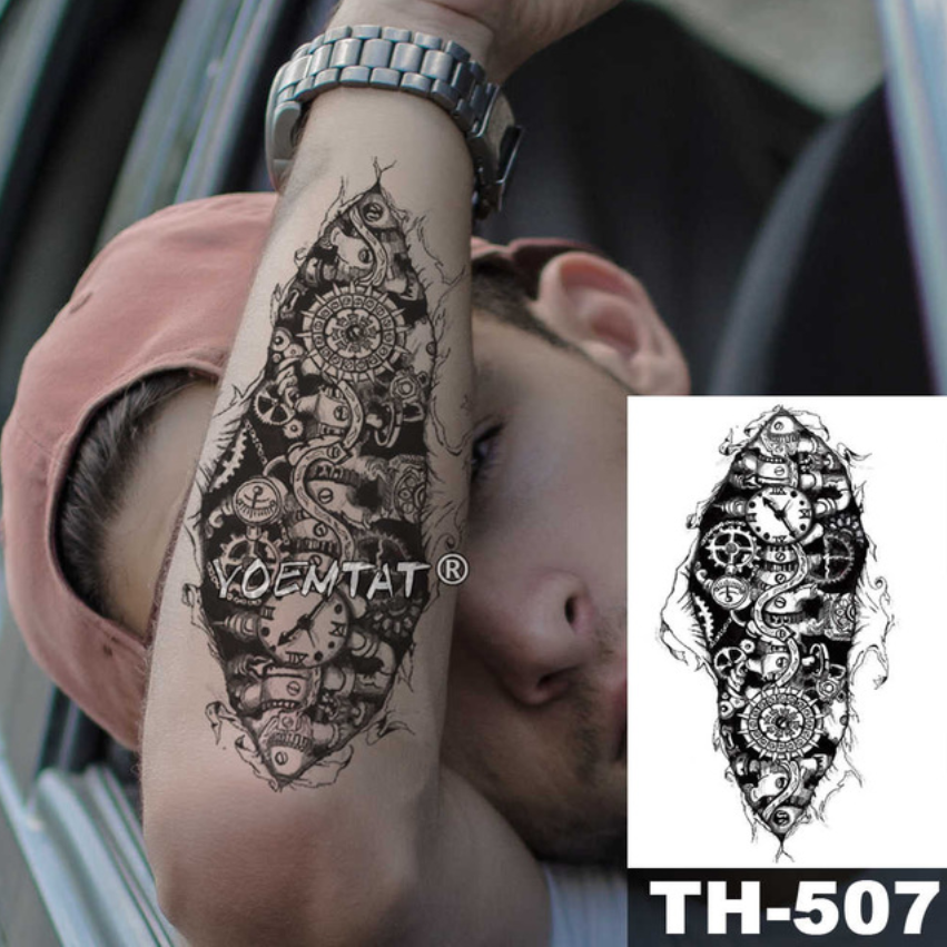 Waterproof Temporary Tattoo Sticker Forest Moon Flying Bird Bear Flash Tattoos Leopard Wolf Body Art