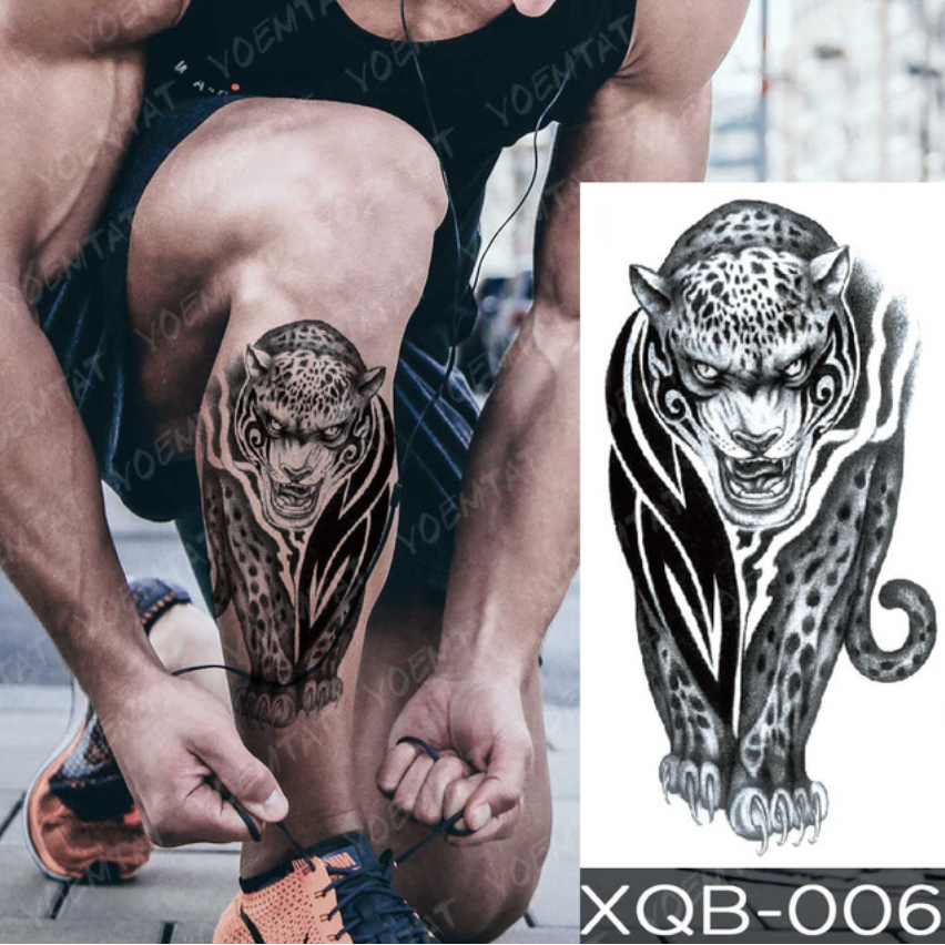 Waterproof Temporary Tattoo Sticker Forest Moon Flying Bird Bear Flash Tattoos Leopard Wolf Body Art