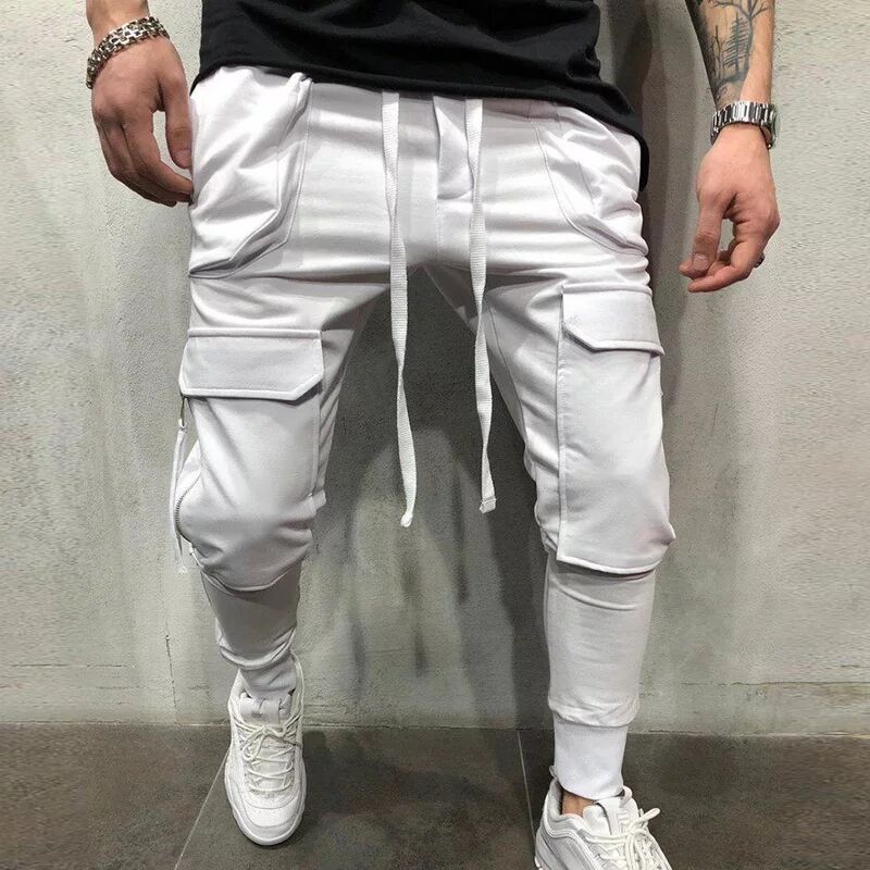 New Fitness Men Sportswear Sweatpants Men Pants Hip Hop Pants Men Joggers Multi-pocket Trousers Men