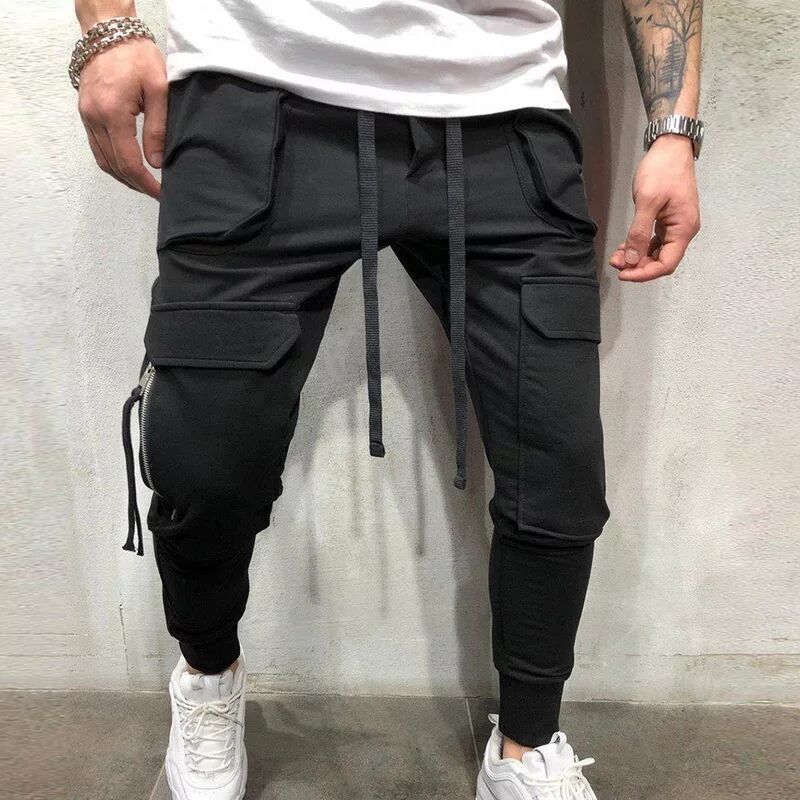 New Fitness Men Sportswear Sweatpants Men Pants Hip Hop Pants Men Joggers Multi-pocket Trousers Men
