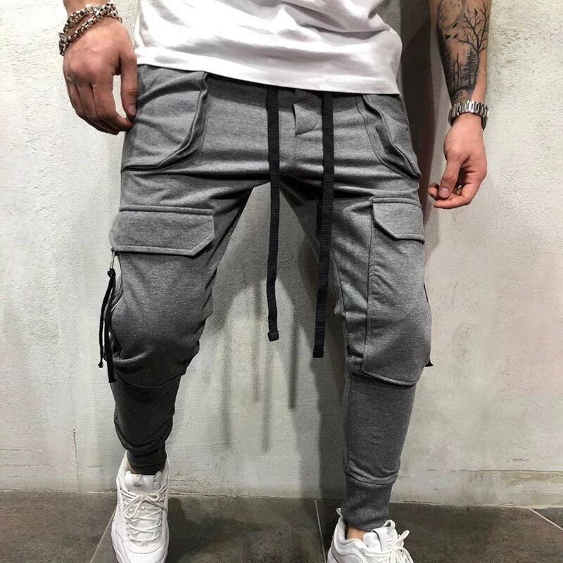 New Fitness Men Sportswear Sweatpants Men Pants Hip Hop Pants Men Joggers Multi-pocket Trousers Men