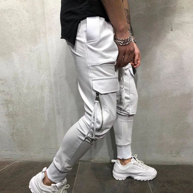 New Fitness Men Sportswear Sweatpants Men Pants Hip Hop Pants Men Joggers Multi-pocket Trousers Men