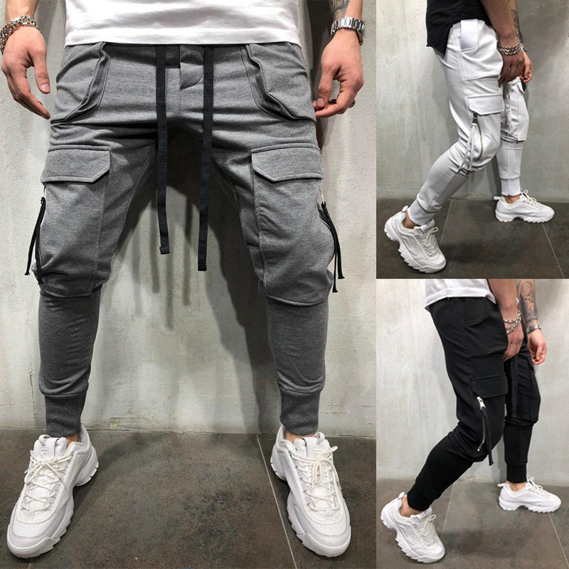 New Fitness Men Sportswear Sweatpants Men Pants Hip Hop Pants Men Joggers Multi-pocket Trousers Men