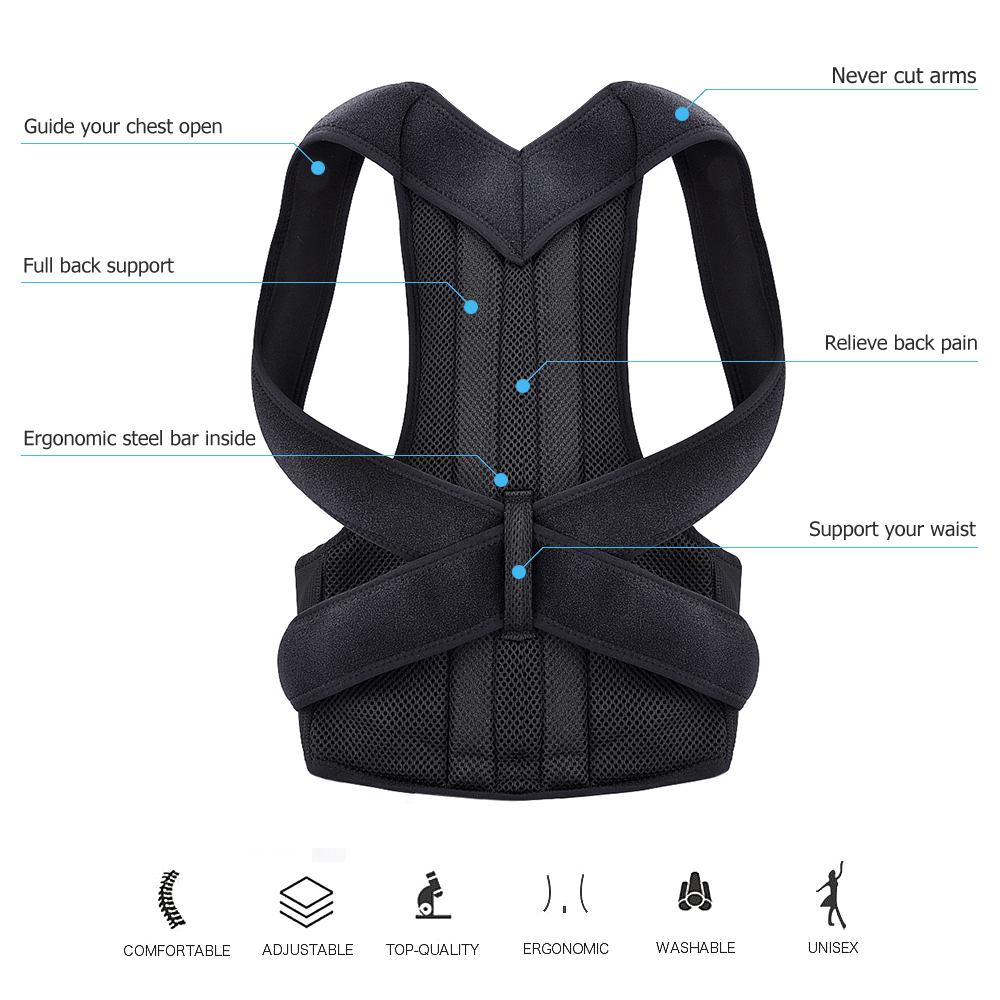 Adjustable Back Spine Posture Corrector Humpback Back Support Brace Shoulder Belt Posture Correction