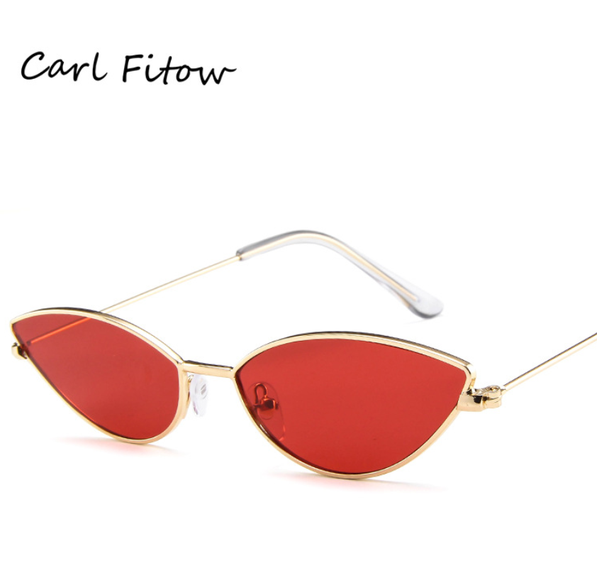 New Sunglasses Luxury Cat eye Brand Design Metal Frame New Gold red Vintage Glasses