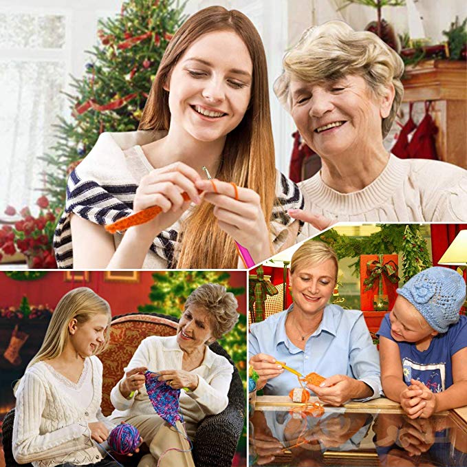 87Pcs Set Straight Knitting Needles Lace Crochet Hooks Scissors Ruler Sewing Set With Storage Bag