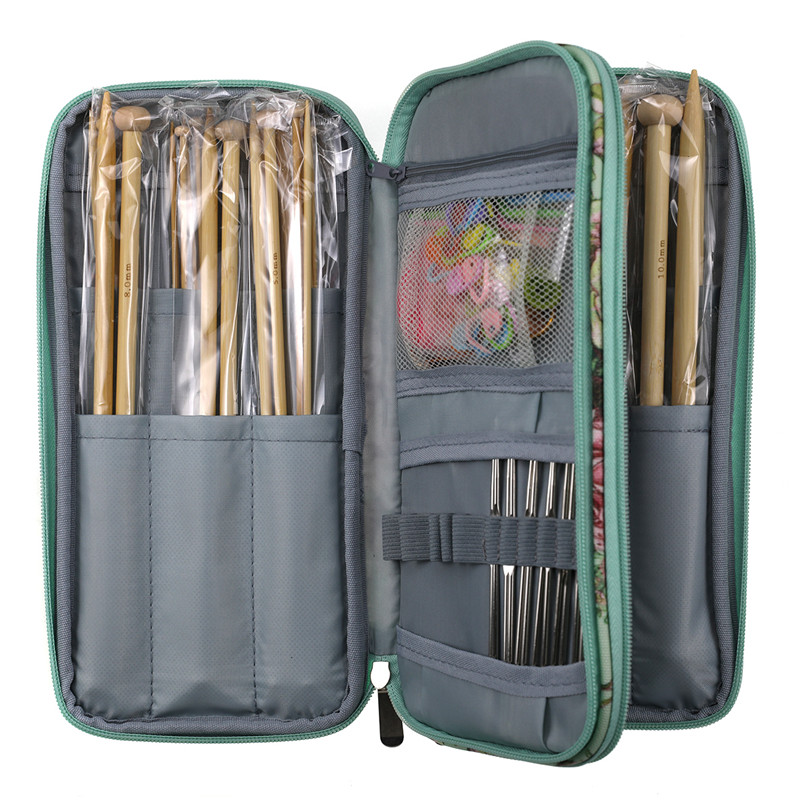 87Pcs Set Straight Knitting Needles Lace Crochet Hooks Scissors Ruler Sewing Set With Storage Bag
