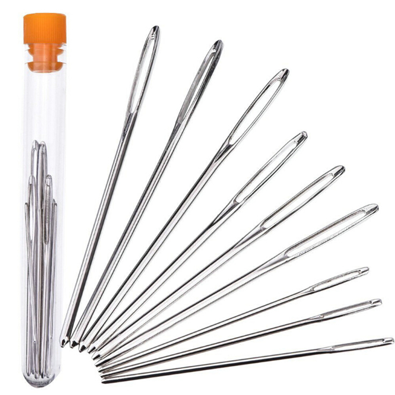 9Pcs Large Eye Needles DIY Crafts Tool Stainless Steel Cross Stitch Knitting Sew Crochet Hook Set
