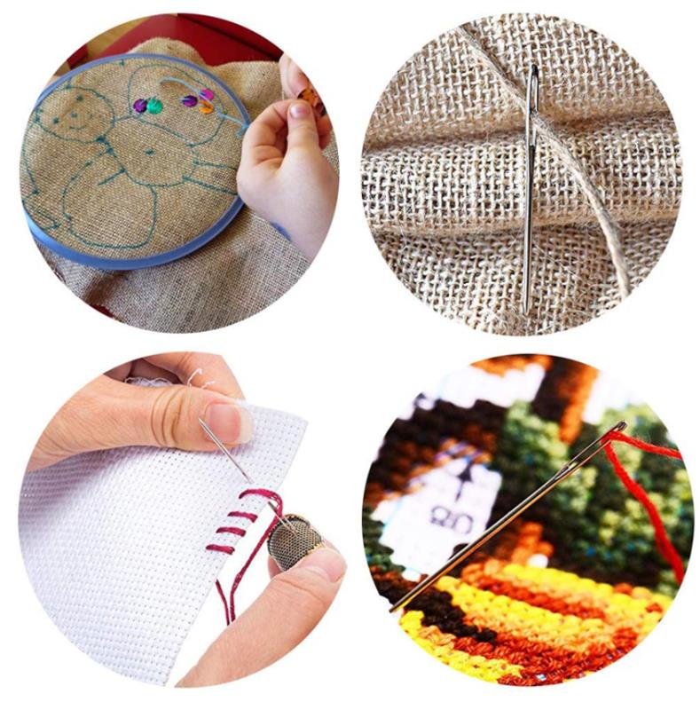9Pcs Large Eye Needles DIY Crafts Tool Stainless Steel Cross Stitch Knitting Sew Crochet Hook Set