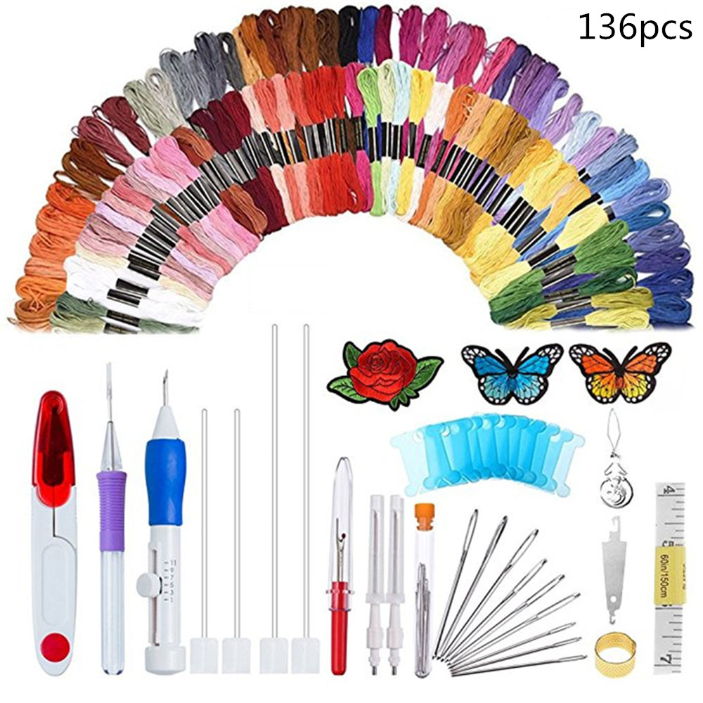 DIY Magic Embroidery Stitching Punch Needle Tool Stitching Punch Pen Sets DIY Craft Sewing Tool