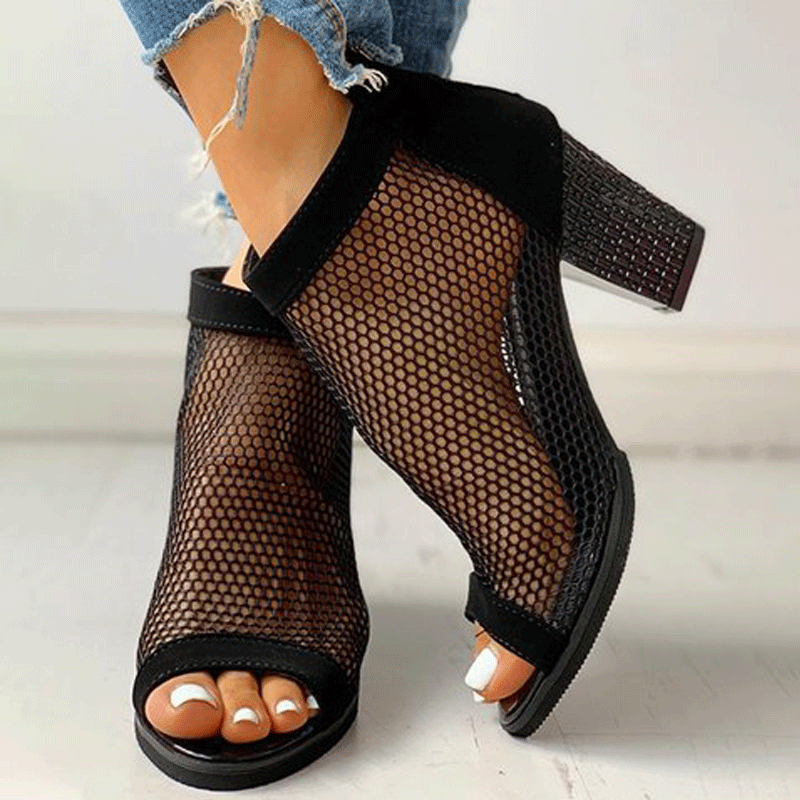 New Mesh Sandals Sexy Heels Shoes Women Shoes Ankle Lace Women Boots Ladies Boots Plus Size Pumps