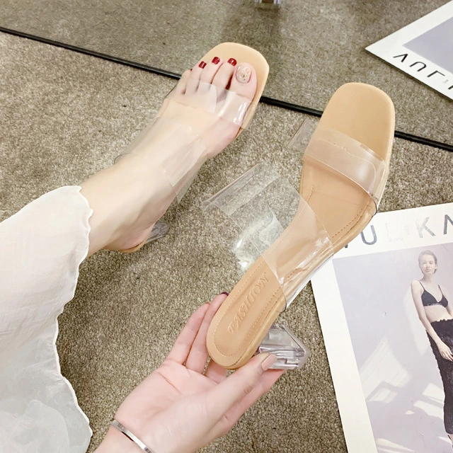 Ins Hot Transparent High Heels Women Sandals Shoes Women Clear High Pumps Wedding Jelly Slippers