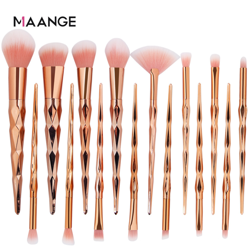 MAANGE 15Pcs Makeup Brushes Set Powder Foundation Eyebrow Eye Shadow Lip Concealer Makeup Brush Kit