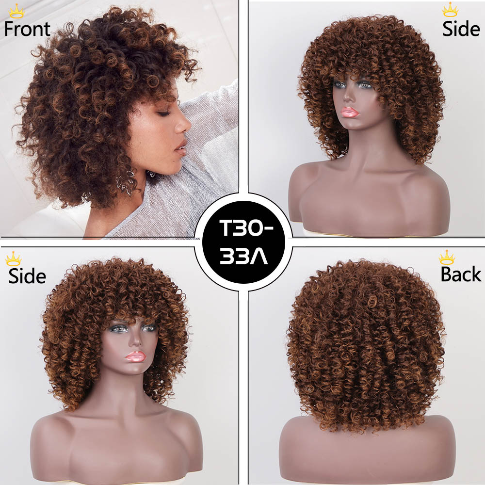 New Wigs Women 4Colors Synthetic Kinky Curly Wigs 14 inches Short Heat Resistant Natural Afro Hair