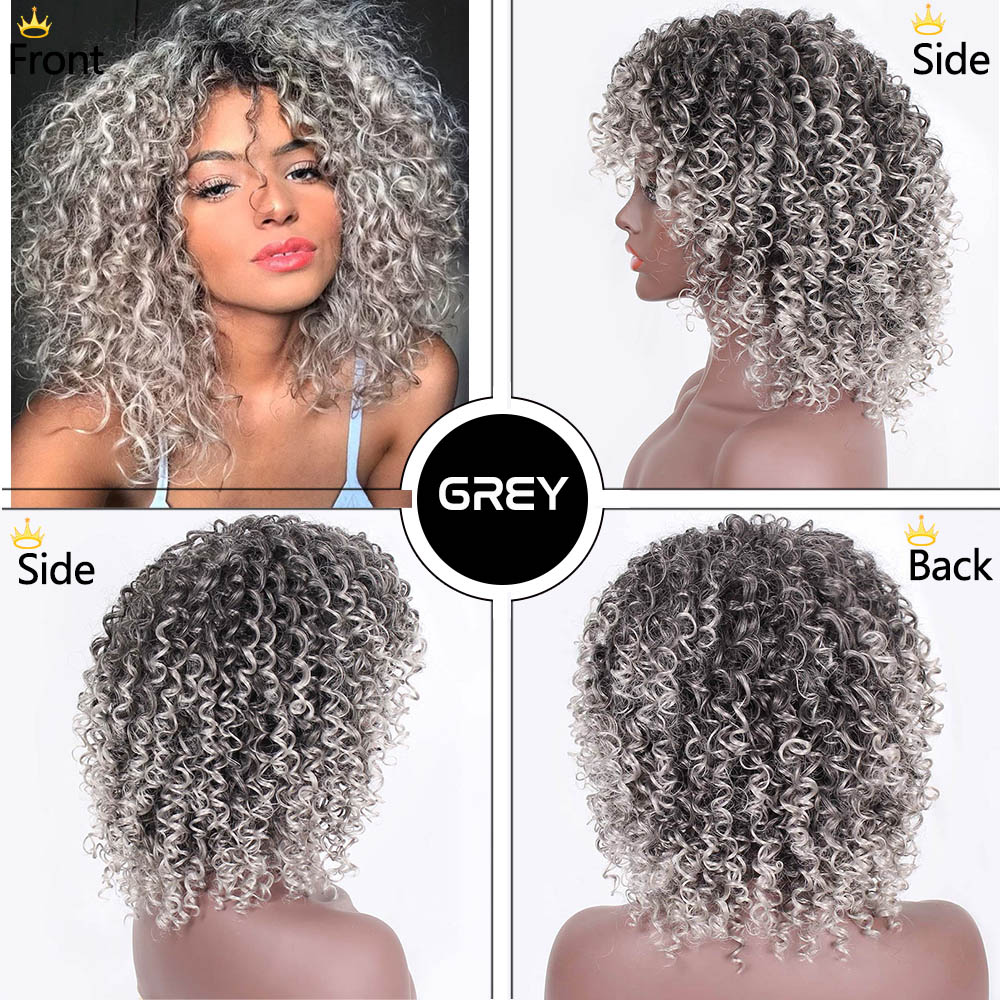 New Wigs Women 4Colors Synthetic Kinky Curly Wigs 14 inches Short Heat Resistant Natural Afro Hair