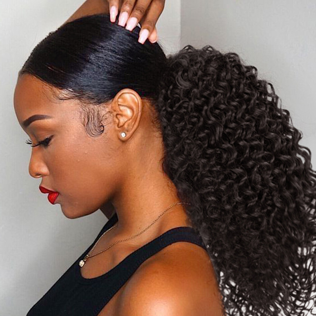 Drawstring Ponytail Hair Synthetic Black Kinky Curly Ponytail Extension Wigs Women Ponytail Hair