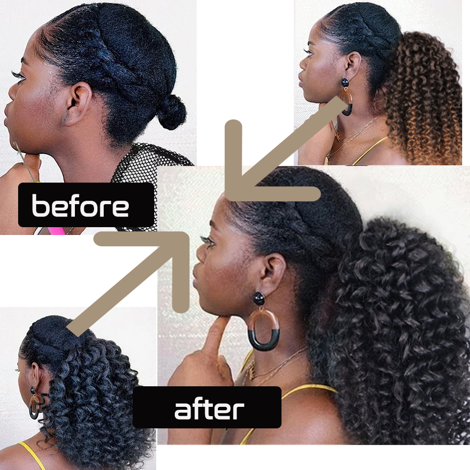 Drawstring Ponytail Hair Synthetic Black Kinky Curly Ponytail Extension Wigs Women Ponytail Hair