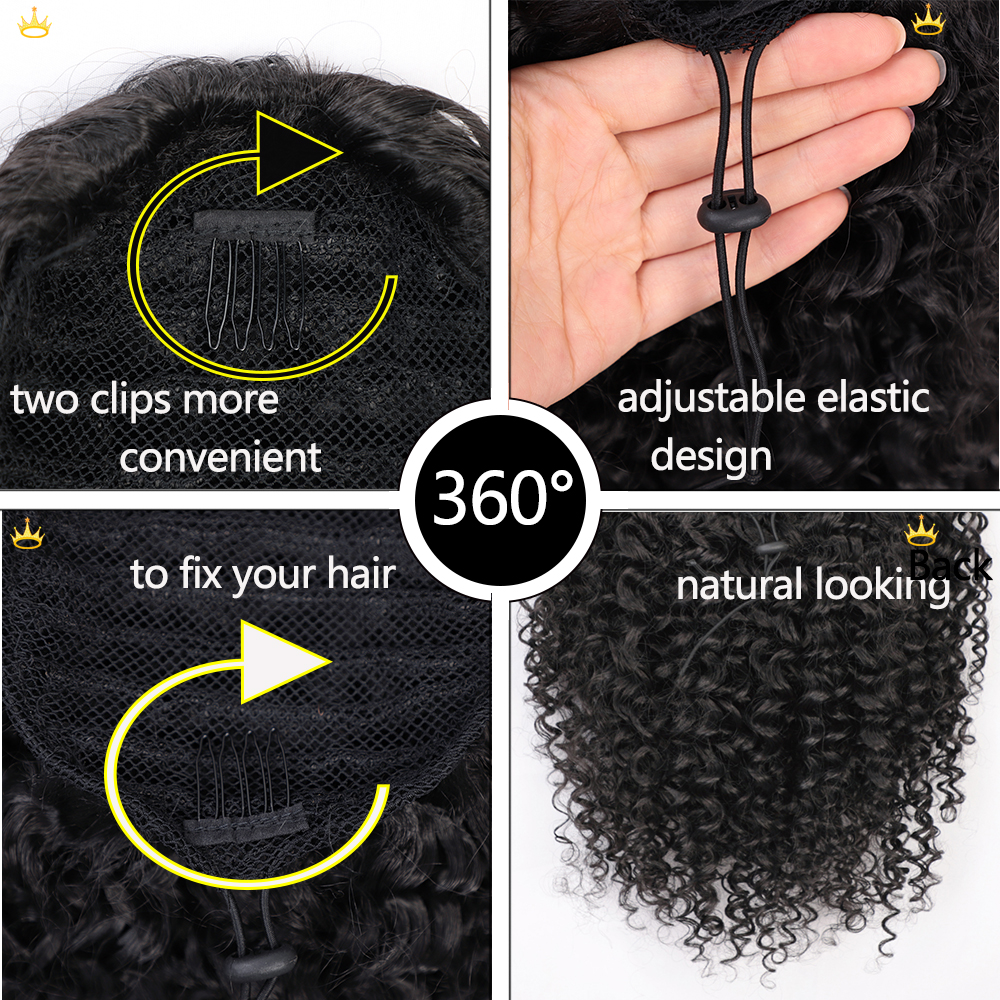 Drawstring Ponytail Hair Synthetic Black Kinky Curly Ponytail Extension Wigs Women Ponytail Hair