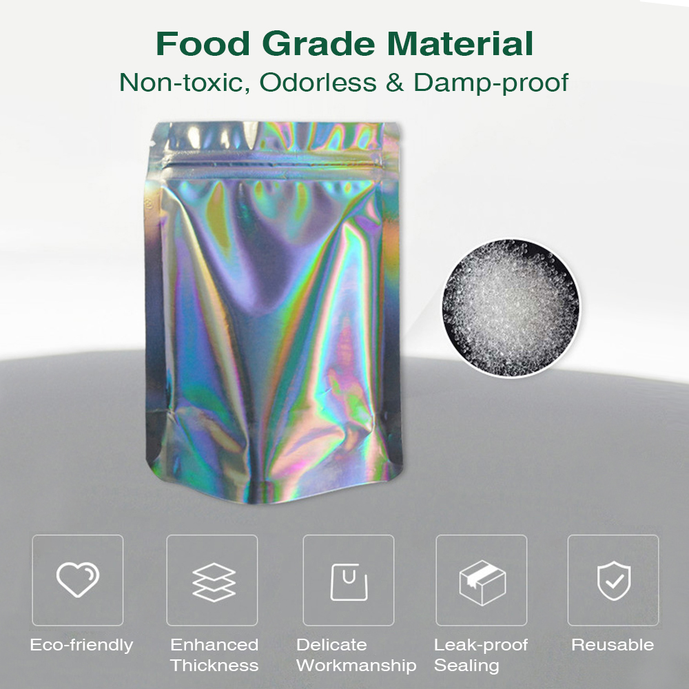 100Pcs Laser Ziplock Bag Zip Lock Bath Salt Cosmetic Bag Packaging Foil Zip Lock Bags Gift Bag