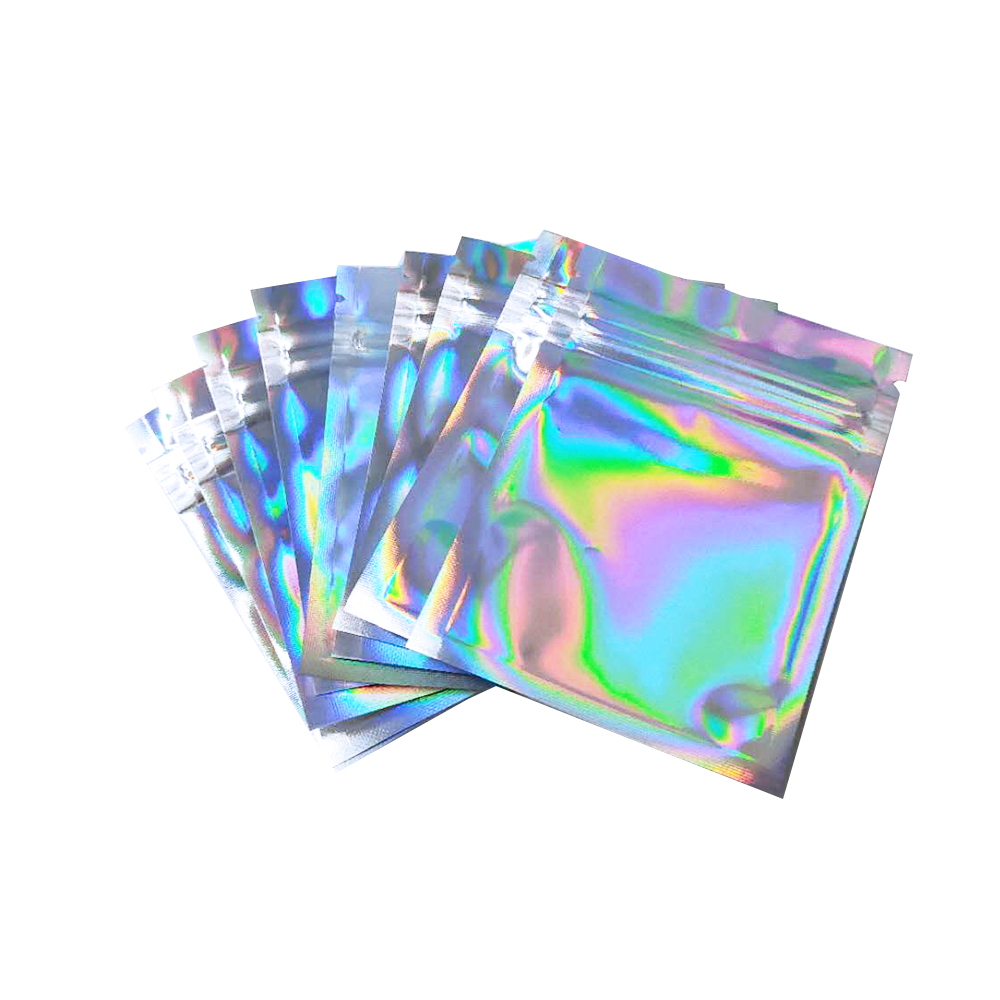 100Pcs Laser Ziplock Bag Zip Lock Bath Salt Cosmetic Bag Packaging Foil Zip Lock Bags Gift Bag