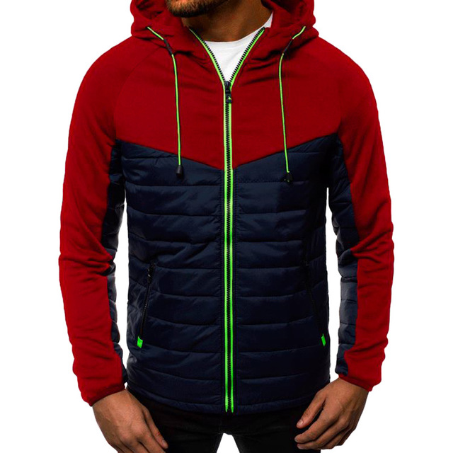 New Jackets Men Casual Long Sleeve Patchwork Hoodies Men Coats Sweatshirt Tops Outwear