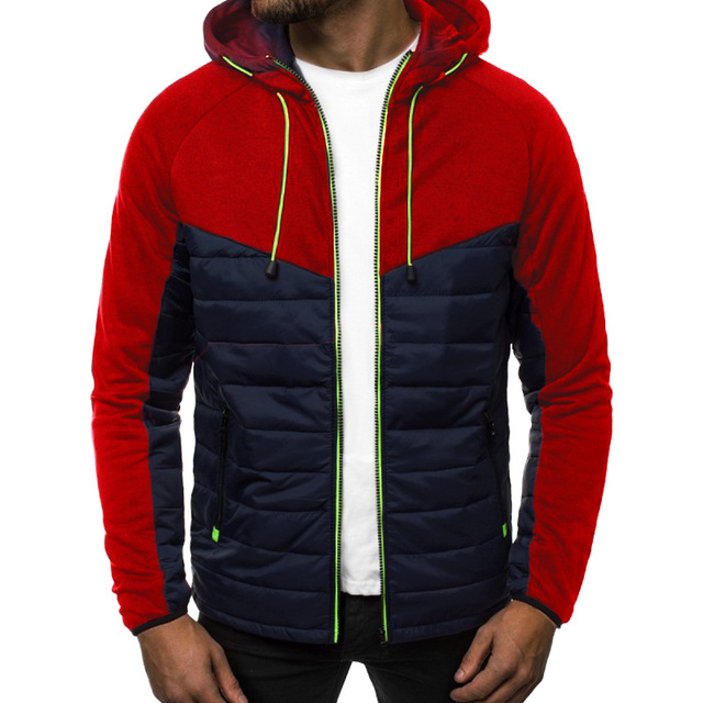 New Jackets Men Casual Long Sleeve Patchwork Hoodies Men Coats Sweatshirt Tops Outwear