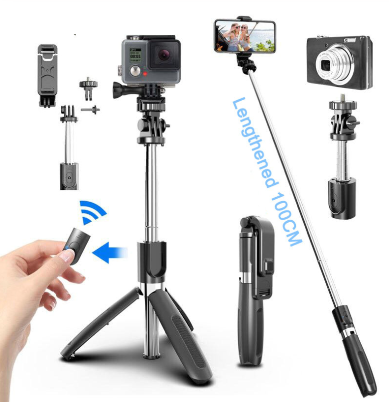 4 In1 Wireless Bluetooth Selfie Stick Tripod Foldable Tripod Monopods Phones for Gopro Sports Camera