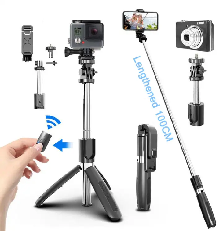 4 In1 Wireless Bluetooth Selfie Stick Tripod Foldable Tripod Monopods Phones for Gopro Sports Camera