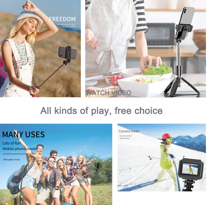 4 In1 Wireless Bluetooth Selfie Stick Tripod Foldable Tripod Monopods Phones for Gopro Sports Camera