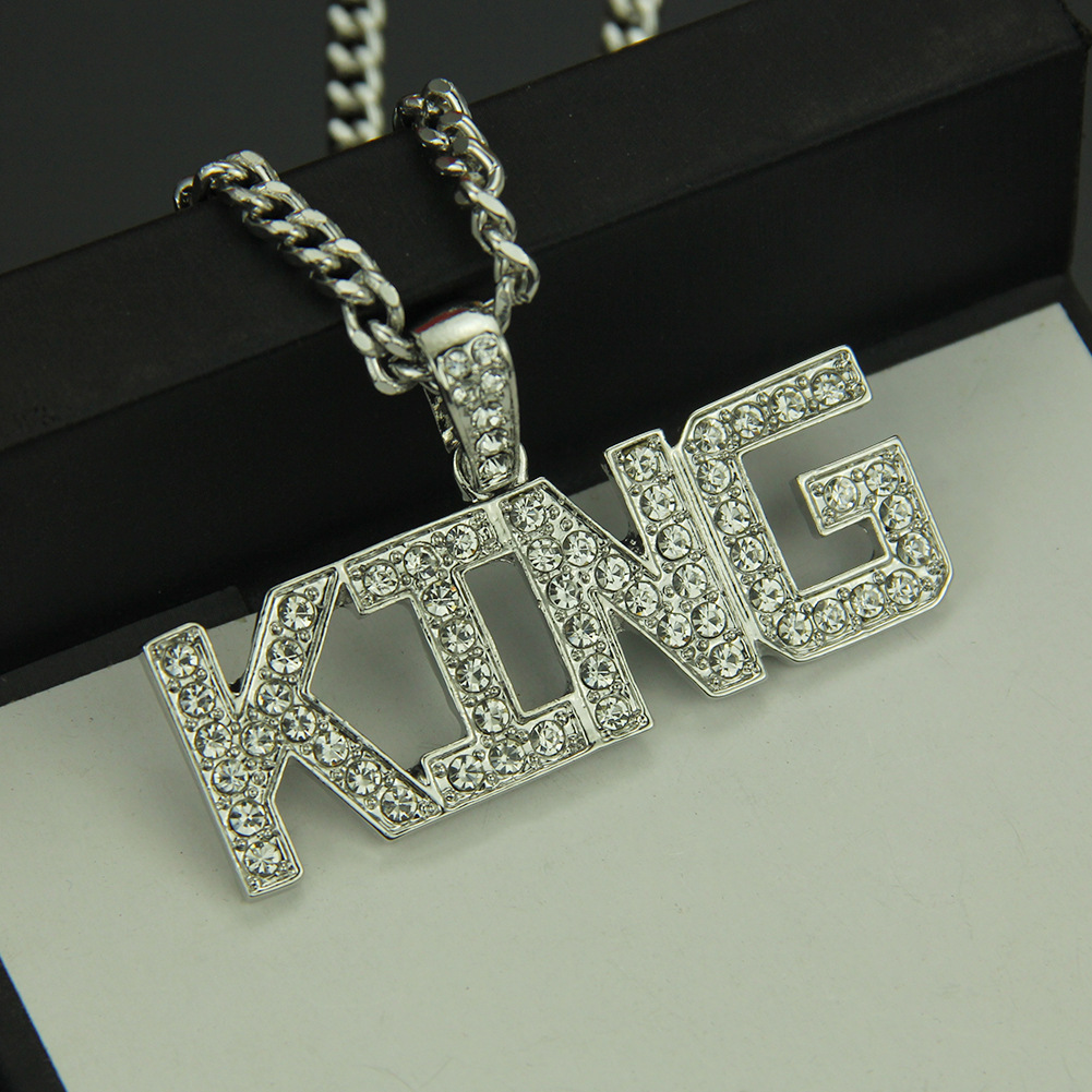 New Hot Hip Hop Jewelry Fashion Gold Long Chain Necklaces Men King Pendant Necklace