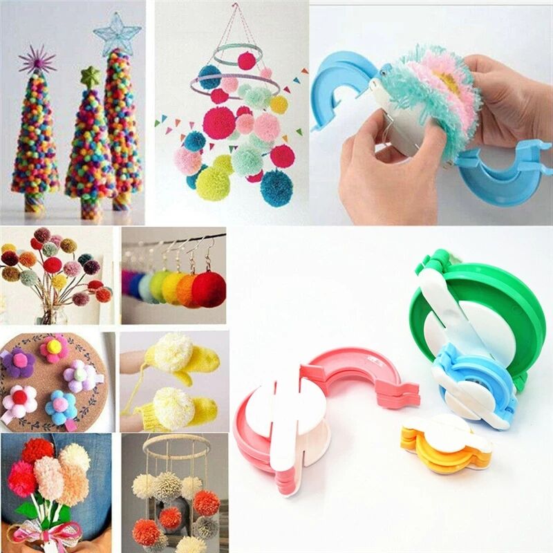 4Pcs/Set Pom Pom Maker Fluff Ball Weaver Needle Knitting Wool Tool Yarn Kit DIY Craft Knitting Tool
