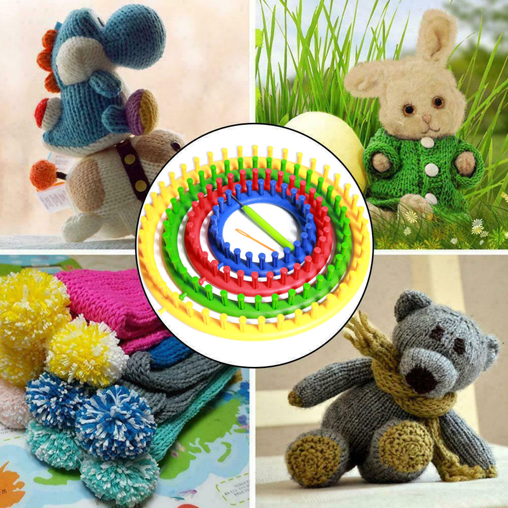 DIY Knitting Tool Set Round Knitter Looms  Needle Sock Scarf Hat Maker Weave Loom Craft Sewing Tool