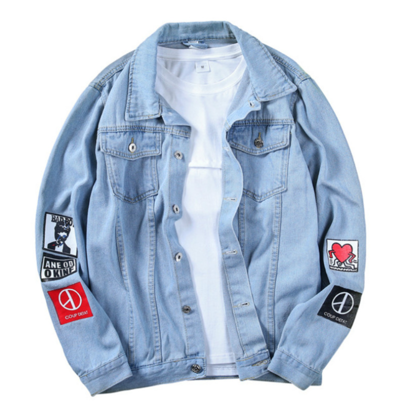 Sales Men Stylish Denim Jackets Cowboy Slim Outwear Jeans Coat Women Jeans Jacket Hip Hop Print Coat