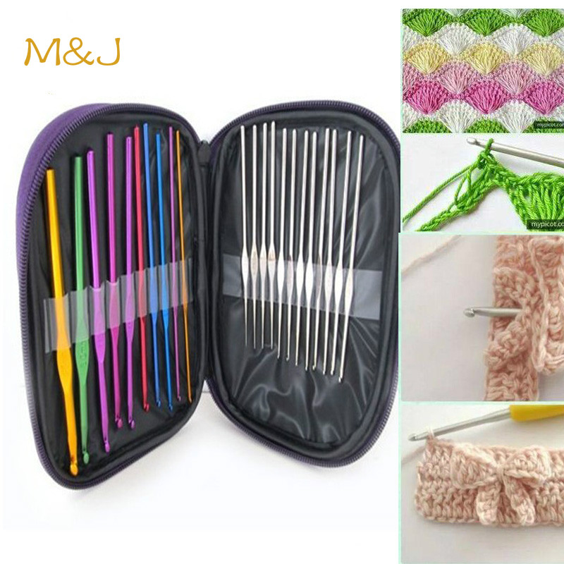 22Pcs/Set Hand Sewing Needles Knitting Needles Sweater Needles Stainless Steel Aluminum Crochet Set