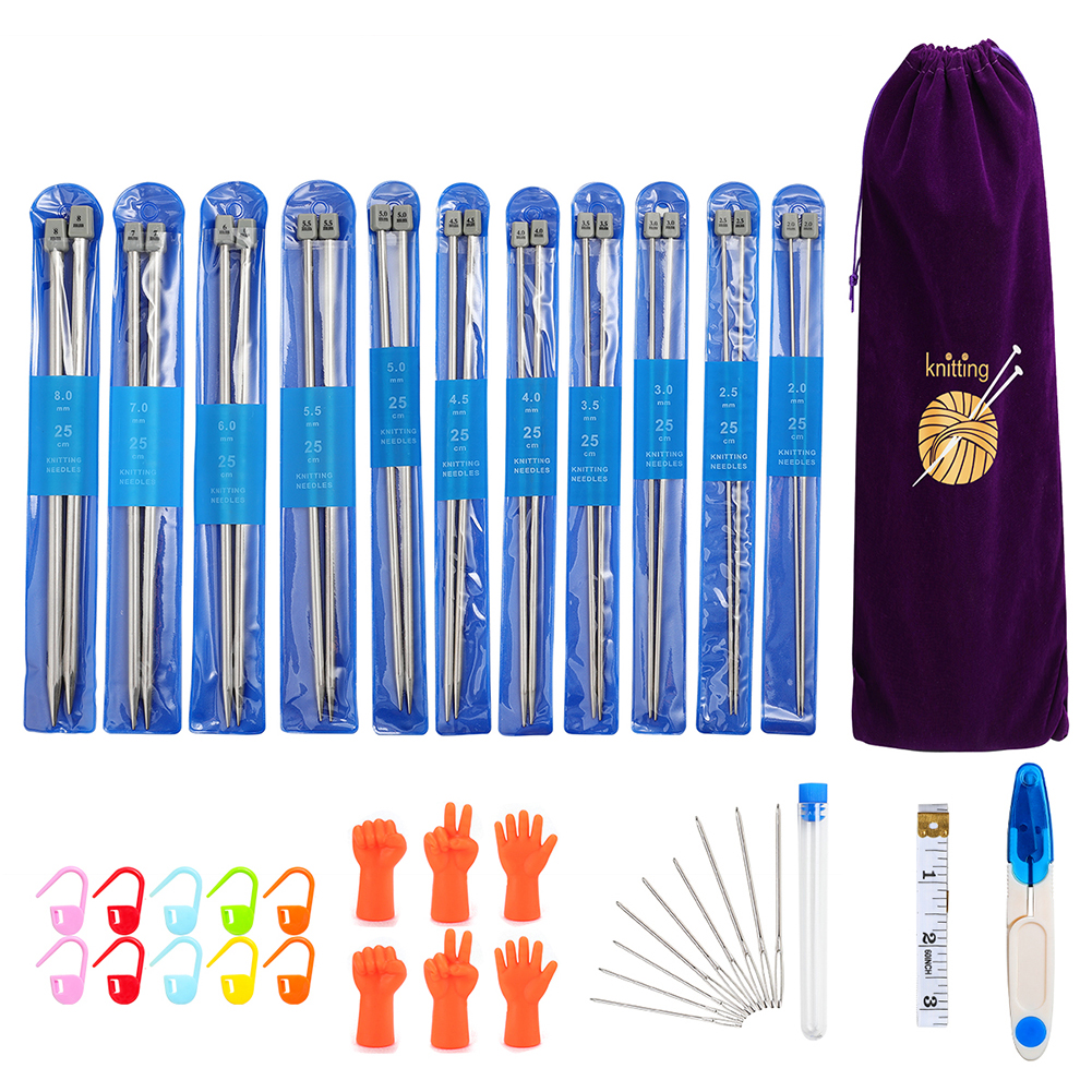 25/35cm Stainless Steel Knitting Needles Set Sweater Needle DIY Household Sewing Knitting Needles