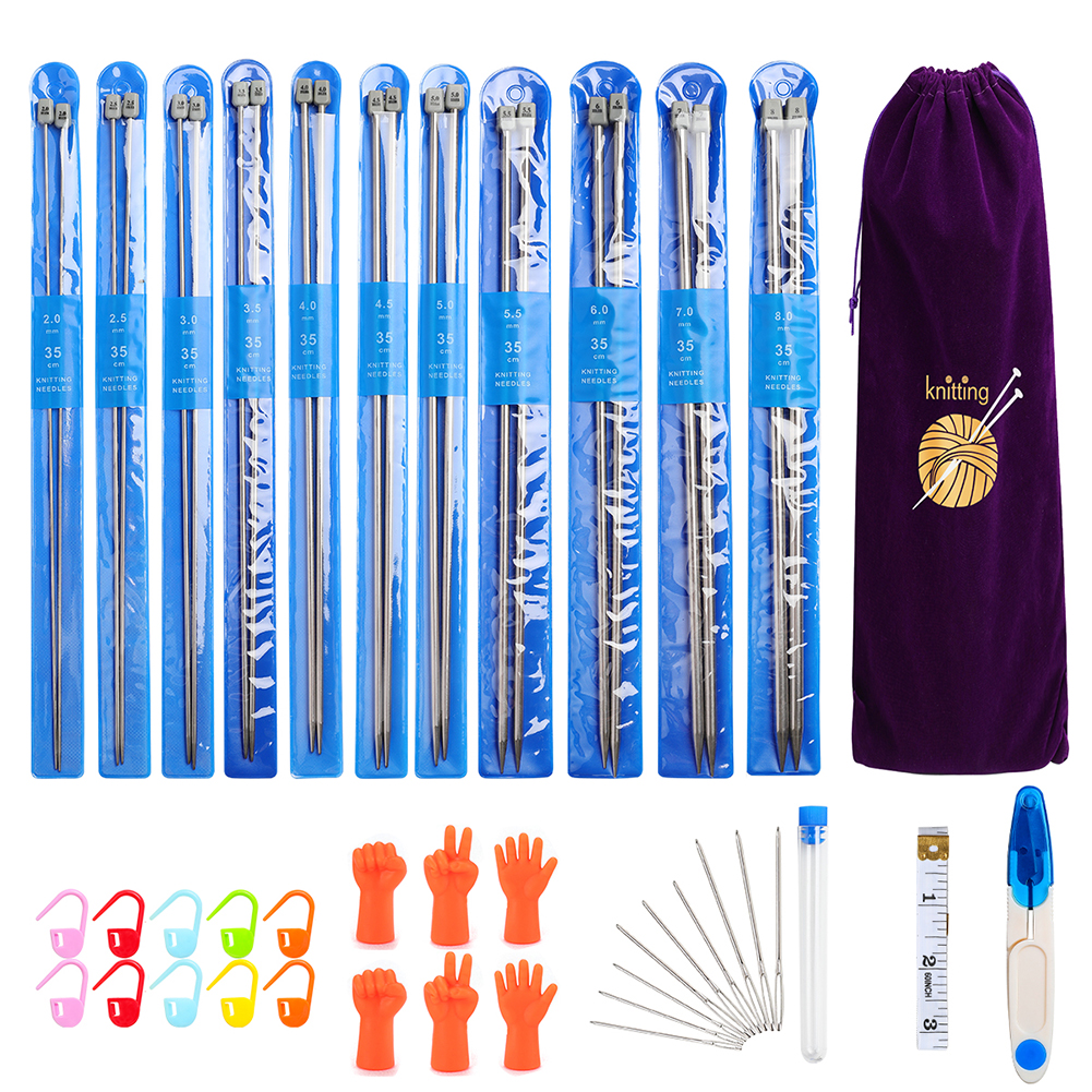 25/35cm Stainless Steel Knitting Needles Set Sweater Needle DIY Household Sewing Knitting Needles