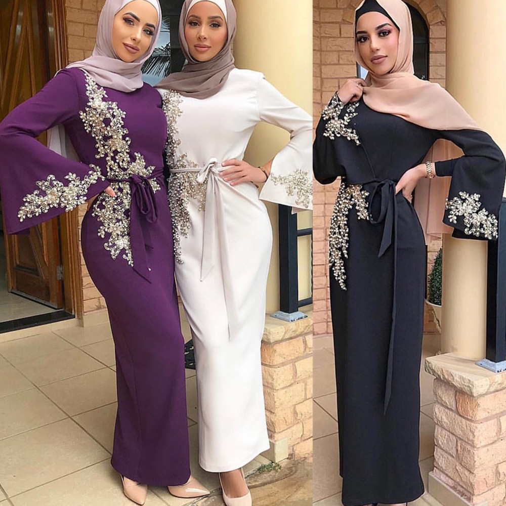 Eid Mubarak Abaya Dubai Turkey Muslim Dresses Kaftan Marocain Islam Clothing Dresses Women Sales
