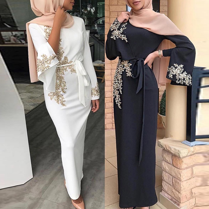 Eid Mubarak Abaya Dubai Turkey Muslim Dresses Kaftan Marocain Islam Clothing Dresses Women Sales