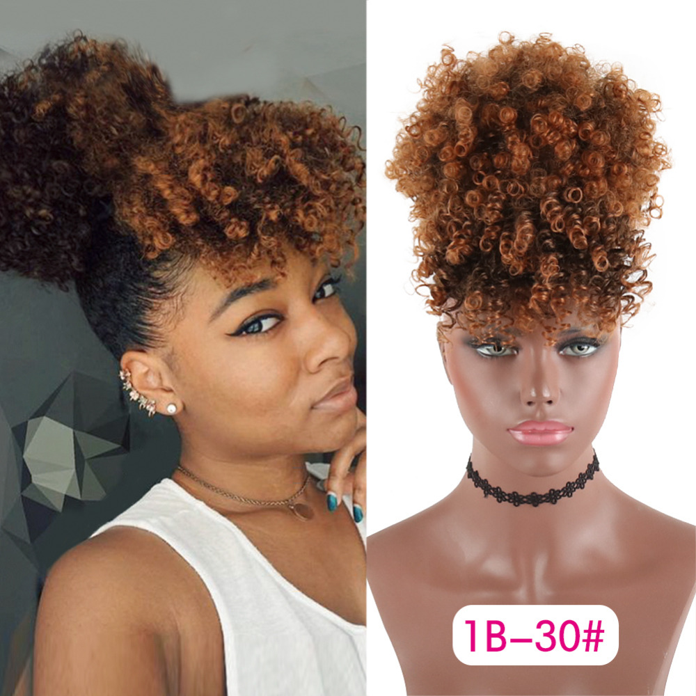 High Puff Afro Kinky Curly Synthetic Ponytail with Bangs Hair Extension Drawstring Wigs Sales