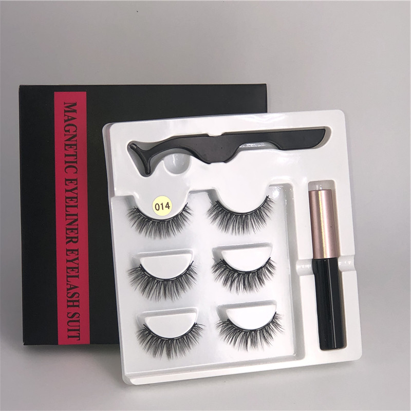 3 Pairs Magnetic Eyelashes set Magnet Liquid Eyeliner&amp; Magnetic Lashes &amp; Tweezer Set Makeup Sales