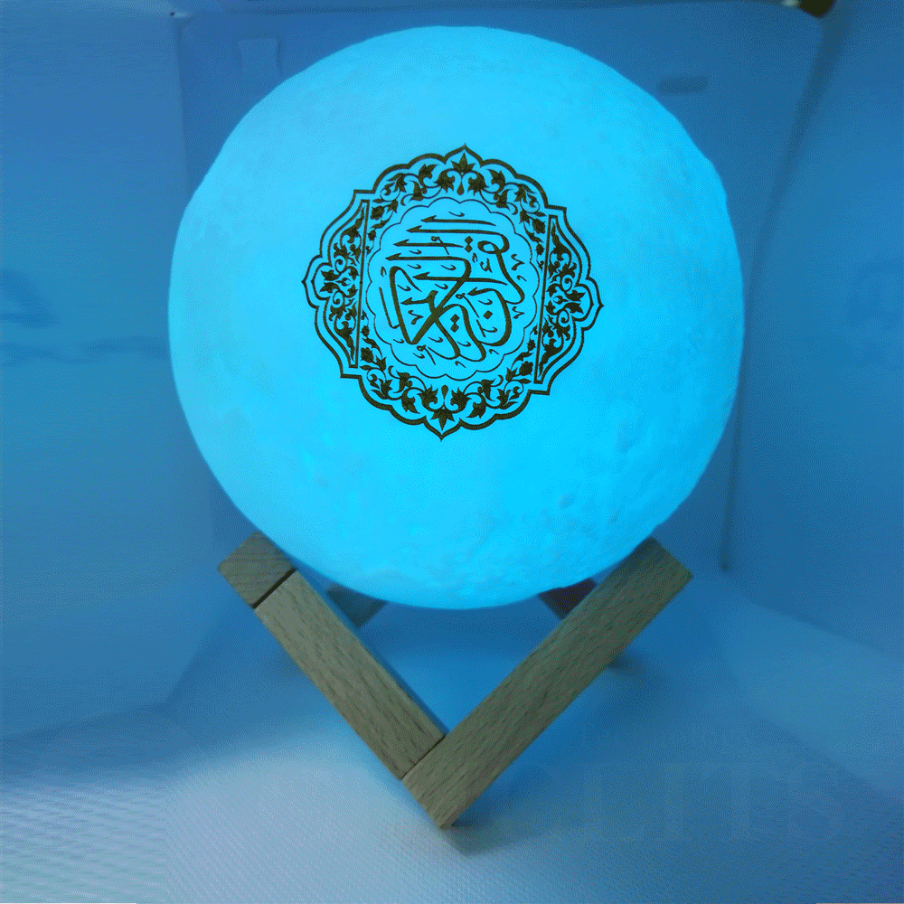Quran Bluetooth Speakers Colorful Remote Control Moonlight LED Night Light Moon Lamp Quran Speaker