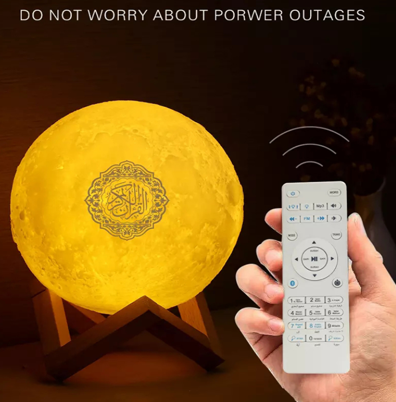 Quran Bluetooth Speakers Colorful Remote Control Moonlight LED Night Light Moon Lamp Quran Speaker