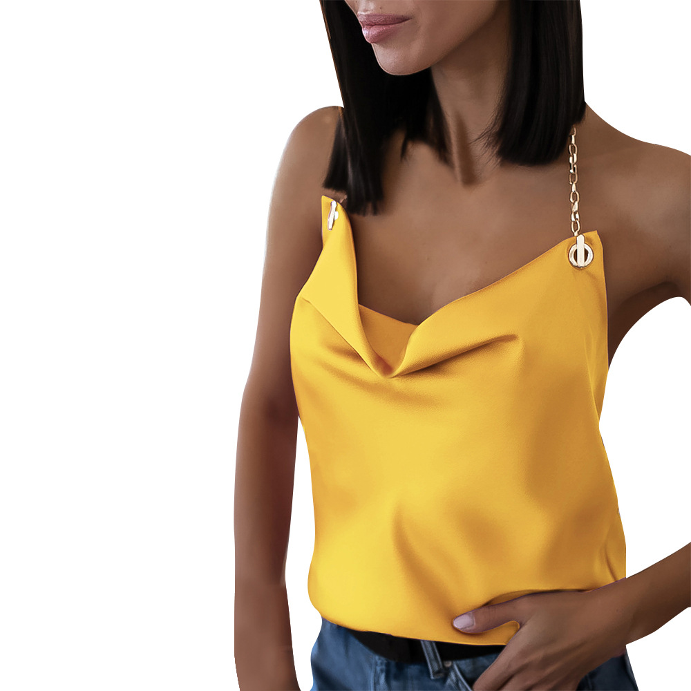 Ins Women Sexy Deep V Neck Halter Sleeveless Tops Soild Color Casual Backless Vest Tank Tops Sales