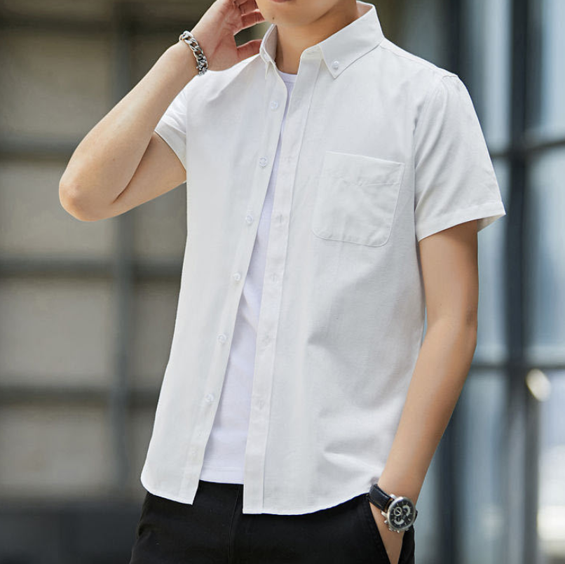 New Oxford Shirts Men Short Sleeve Cotton Men Dress Shirts with Pocket Casual Office Shirt Sales