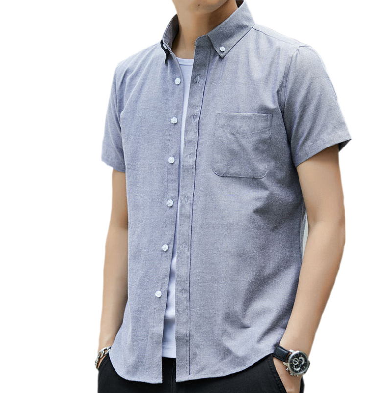 New Oxford Shirts Men Short Sleeve Cotton Men Dress Shirts with Pocket Casual Office Shirt Sales
