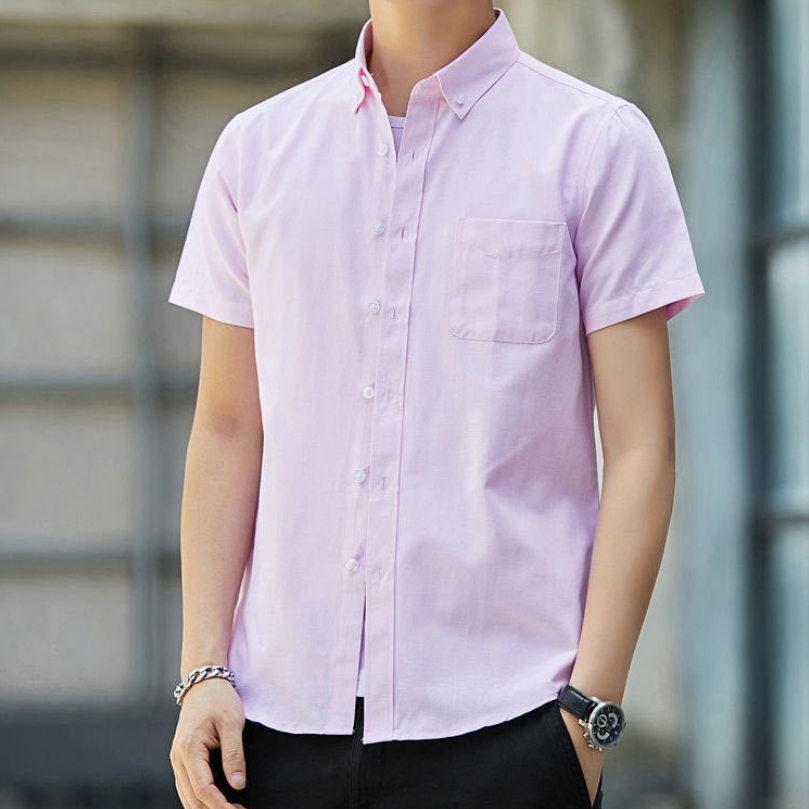 New Oxford Shirts Men Short Sleeve Cotton Men Dress Shirts with Pocket Casual Office Shirt Sales