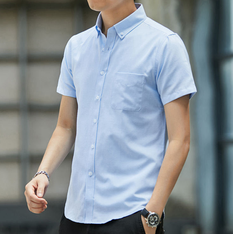 New Oxford Shirts Men Short Sleeve Cotton Men Dress Shirts with Pocket Casual Office Shirt Sales