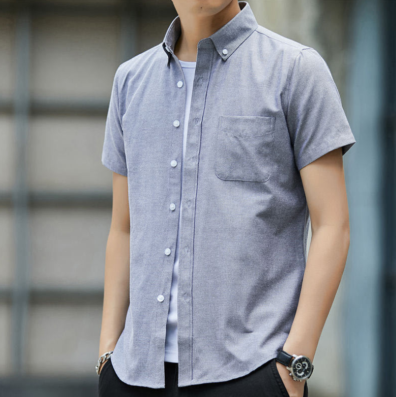 New Oxford Shirts Men Short Sleeve Cotton Men Dress Shirts with Pocket Casual Office Shirt Sales