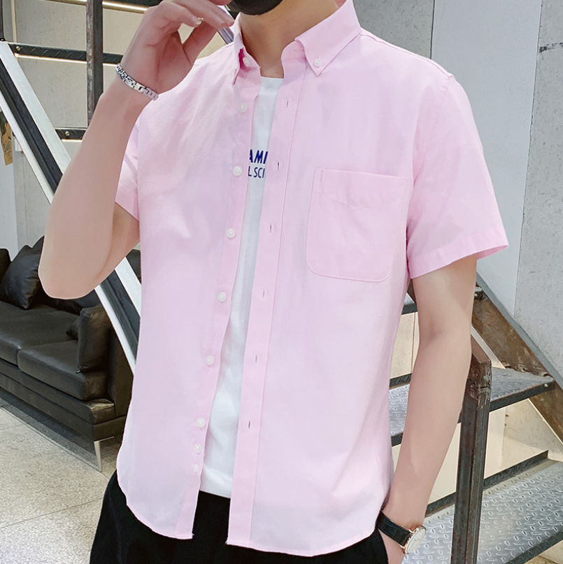 New Oxford Shirts Men Short Sleeve Cotton Men Dress Shirts with Pocket Casual Office Shirt Sales